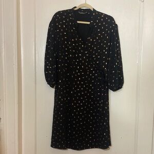 Mlle Gabrielle Black Dress with Gold Accents